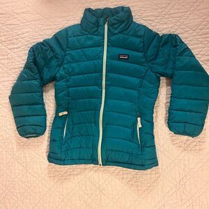Patagonia Girls Medium Teal Down Puffer Jacket Full Zip